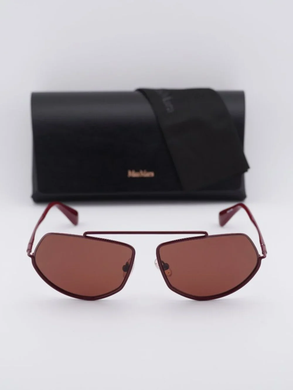 Max Mara MM0165 69S Joey Geometric Sunglasses - Shiny Bordeaux/Bordeaux